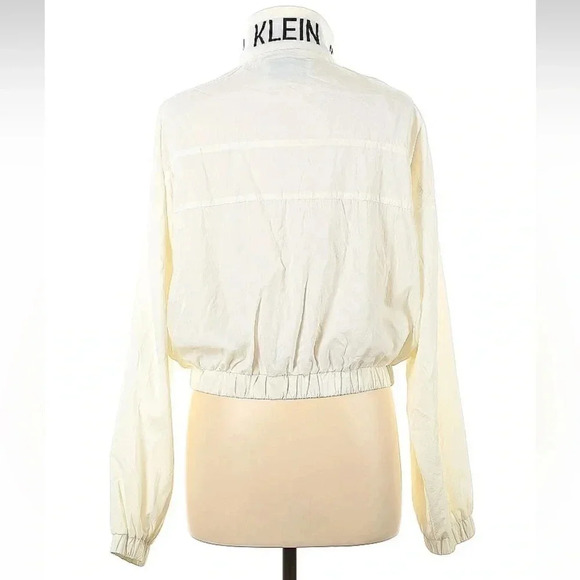 Calvin Klein | Ivory Full Front Zipper Windbreaker Jacket Women’s Size L Large - Picture 4 of 5